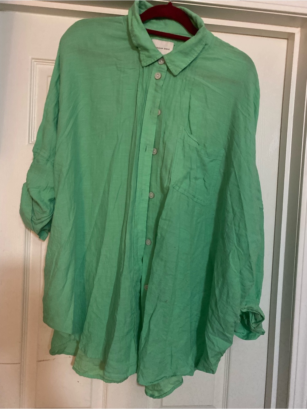 American Eagle Outfitters Green Button-Up Tunic